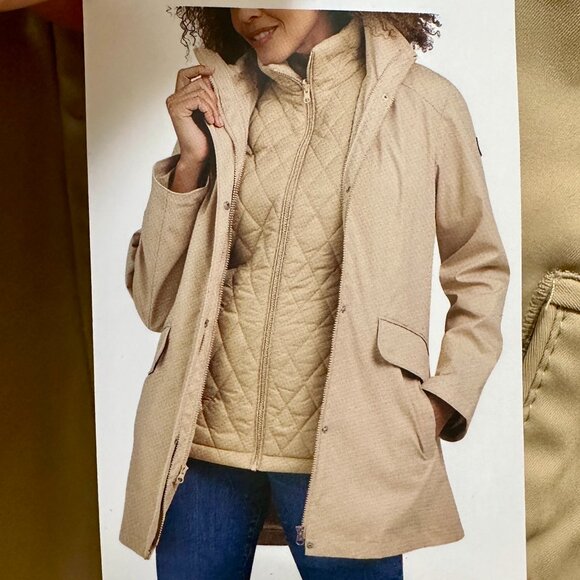 Lands' End Women's Jacket With Vest Size S Tan Water Resistant Lightweight NEW - Picture 16 of 16